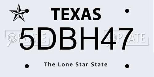 5DBH47 Texas License Plate
