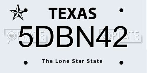 5DBN42 Texas License Plate