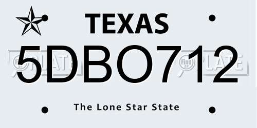 5DBO712 Texas License Plate