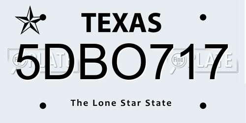 5DBO717 Texas License Plate