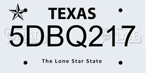 5DBQ217 Texas License Plate