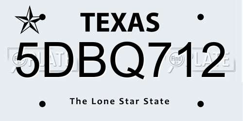 5DBQ712 Texas License Plate