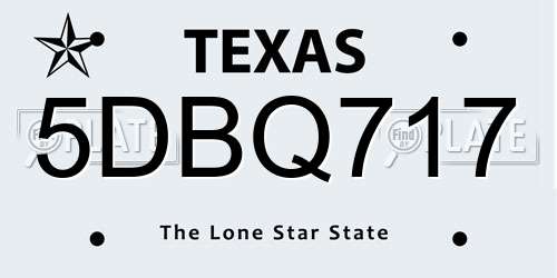 5DBQ717 Texas License Plate