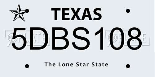 5DBS108 Texas License Plate
