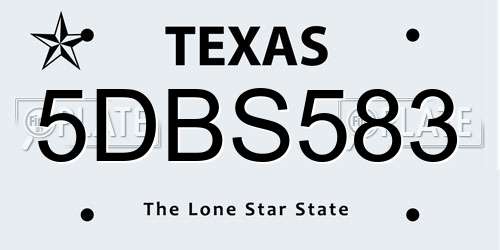 5DBS583 Texas License Plate