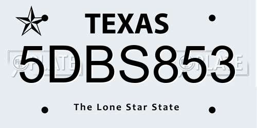 5DBS853 Texas License Plate