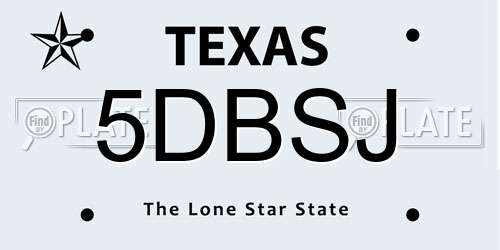 5DBSJ Texas License Plate