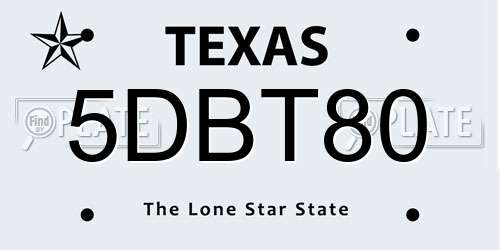 5DBT80 Texas License Plate
