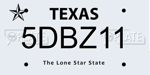 5DBZ11 Texas License Plate