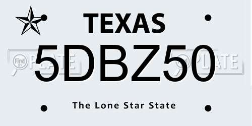 5DBZ50 Texas License Plate