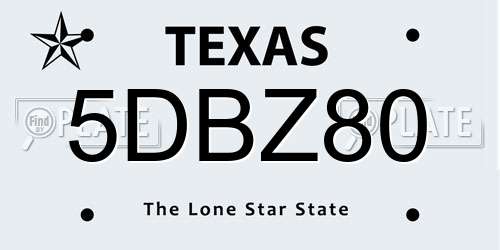 5DBZ80 Texas License Plate