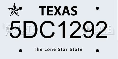 5DC1292 Texas License Plate