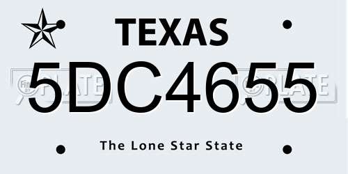 5DC4655 Texas License Plate