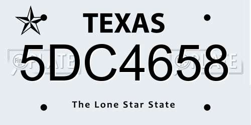 5DC4658 Texas License Plate