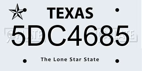 5DC4685 Texas License Plate