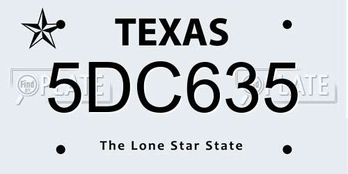 5DC635 Texas License Plate