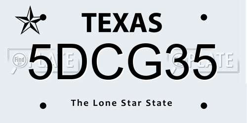 5DCG35 Texas License Plate