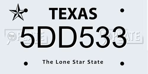 5DD533 Texas License Plate