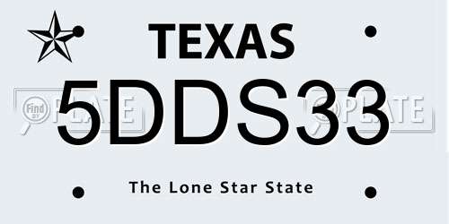 5DDS33 Texas License Plate