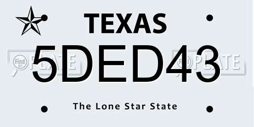 5DED43 Texas License Plate