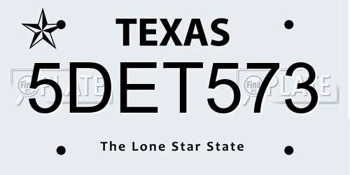 5DET573 Texas License Plate
