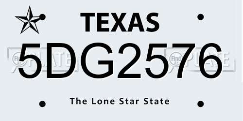5DG2576 Texas License Plate