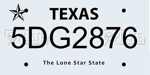 5DG2876 Texas License Plate