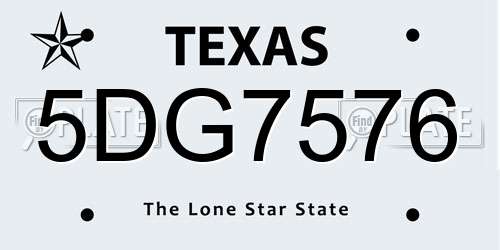 5DG7576 Texas License Plate