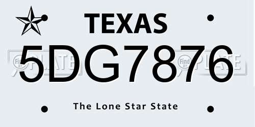 5DG7876 Texas License Plate