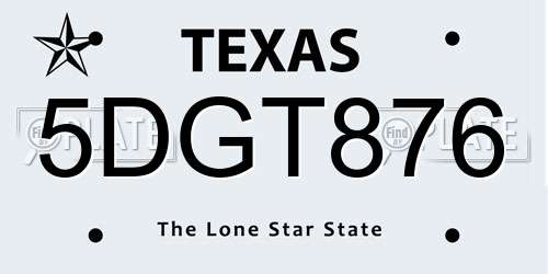 5DGT876 Texas License Plate