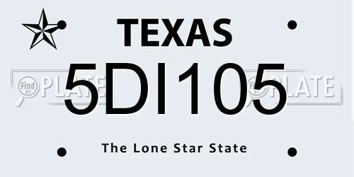 5DI105 Texas License Plate