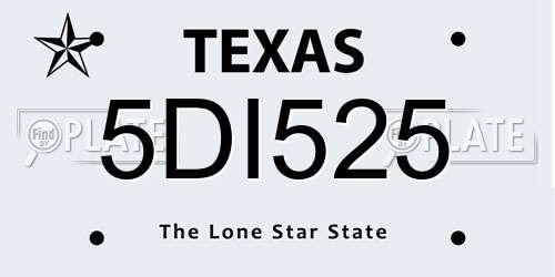 5DI525 Texas License Plate