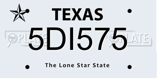 5DI575 Texas License Plate