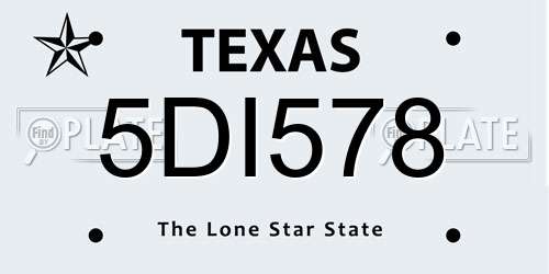 5DI578 Texas License Plate