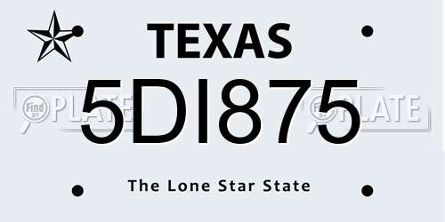 5DI875 Texas License Plate