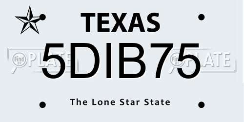 5DIB75 Texas License Plate