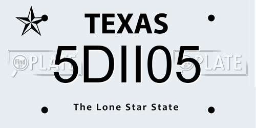 5DII05 Texas License Plate