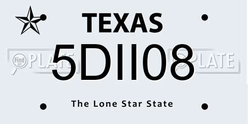 5DII08 Texas License Plate