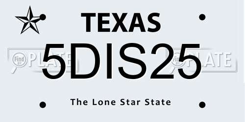5DIS25 Texas License Plate