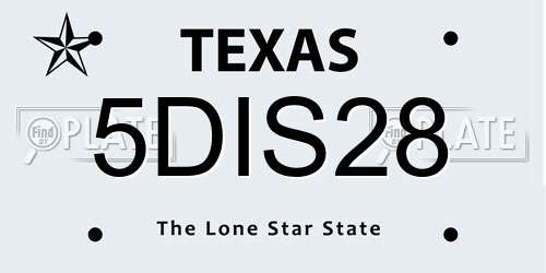 5DIS28 Texas License Plate