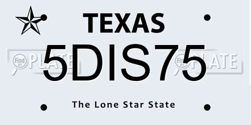 5DIS75 Texas License Plate