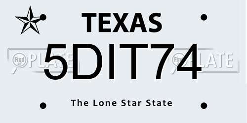 5DIT74 Texas License Plate