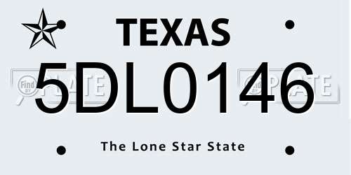 5DL0146 Texas License Plate