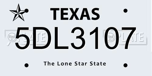5DL3107 Texas License Plate