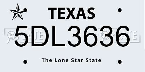 5DL3636 Texas License Plate