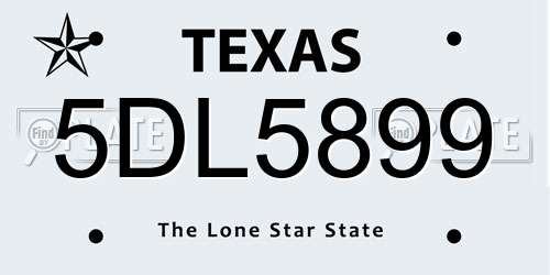 5DL5899 Texas License Plate