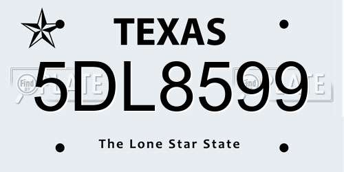 5DL8599 Texas License Plate
