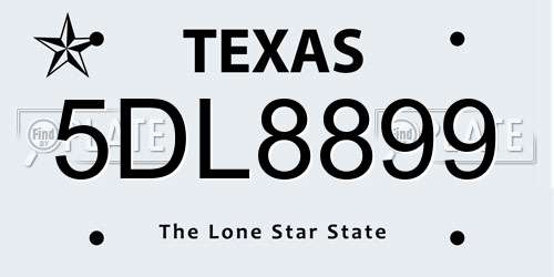 5DL8899 Texas License Plate