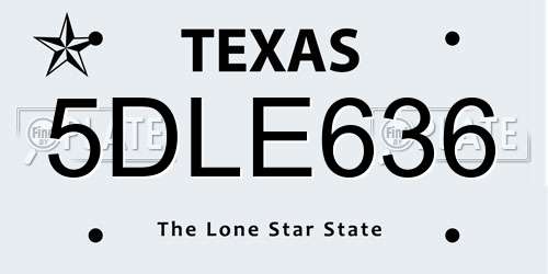 5DLE636 Texas License Plate