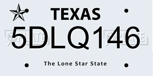 5DLQ146 Texas License Plate